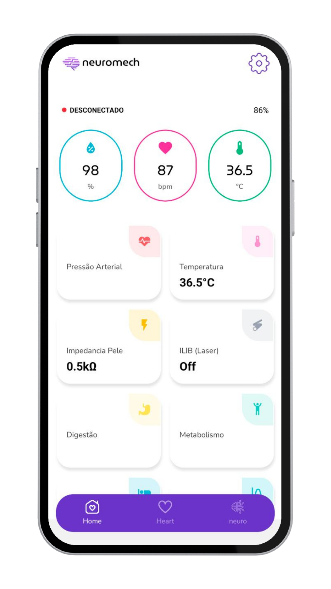 Neuromech app interface